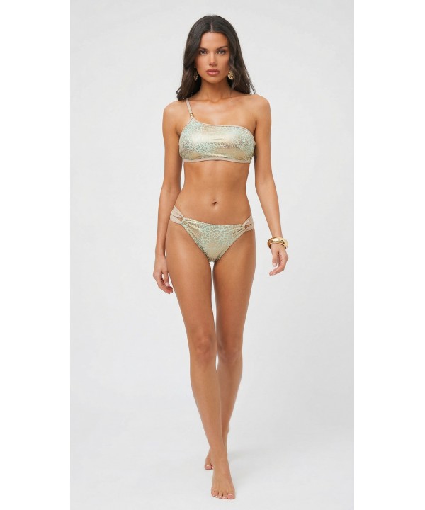'WILD CAT'  ONE SHOULDER BIKINI CROP TOP