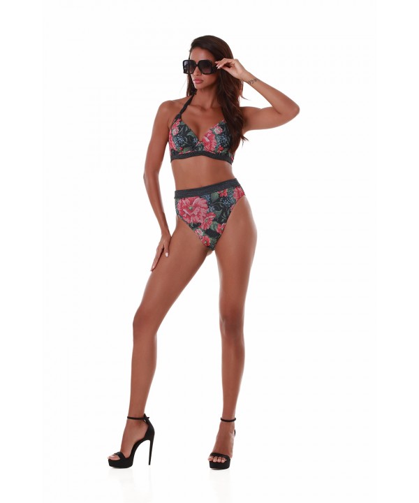 'SECRET GARDEN' ΨΗΛΟΜΕΣΟ ΜΠΙΚΙΝΙ ΣΛΙΠ ΜΕ ΤΥΠΩΜΑ