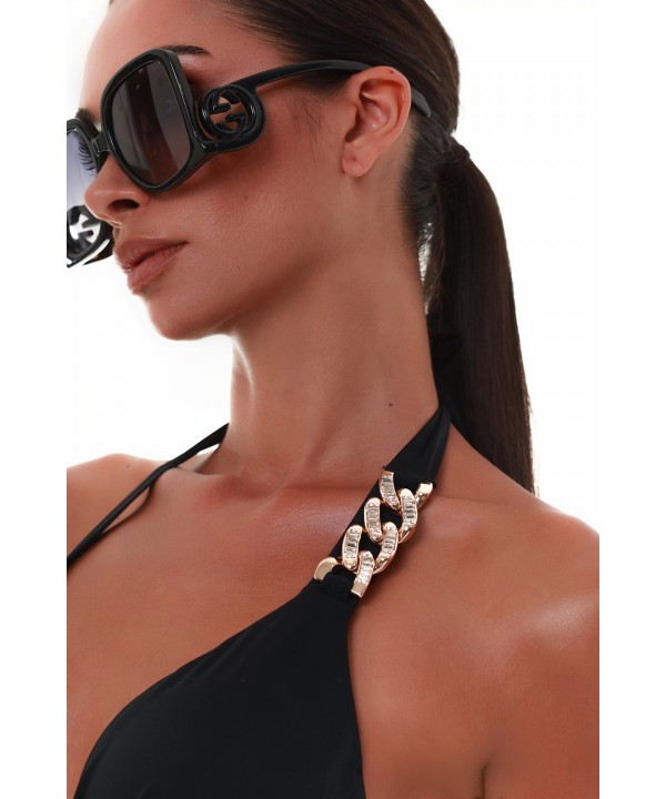 'GO GLAM' TRIANGLE BIKINI TOP WITH CHAIN DETAIL