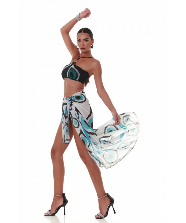 'CAT EYE' PRINTED LONG PAREO