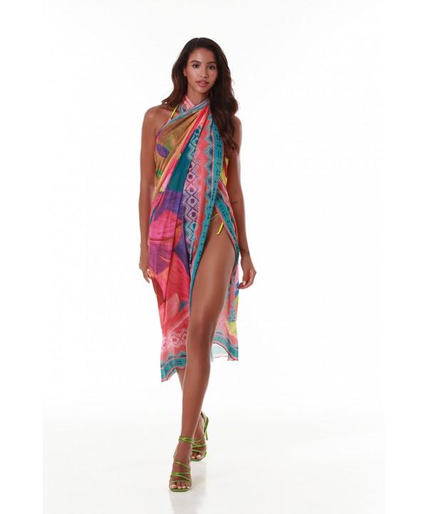 'EXOTIC CHARM'  PRINTED LONG PAREO