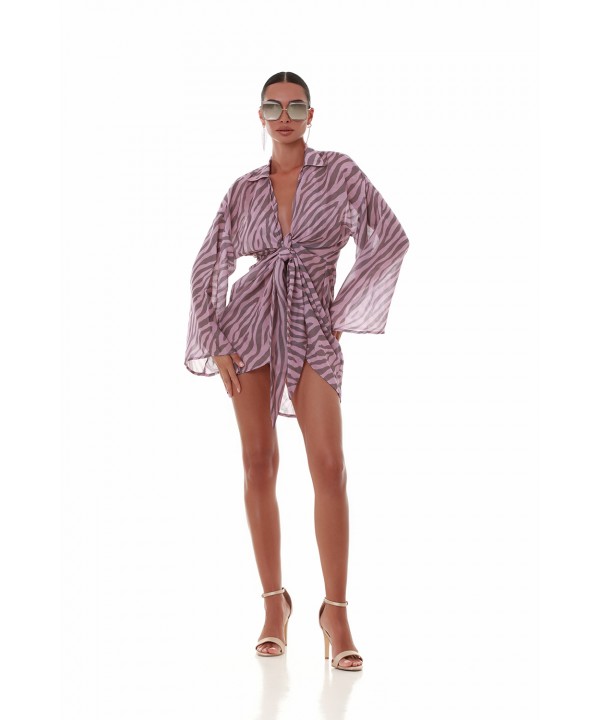 'CANDY RUSH' PRINTED MINI KIMONO IN V-NECKLINE