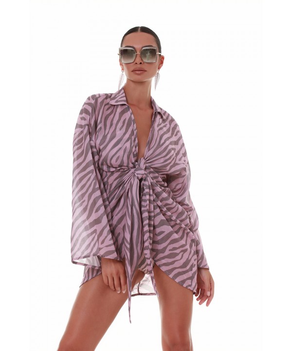 'CANDY RUSH' PRINTED MINI KIMONO IN V-NECKLINE