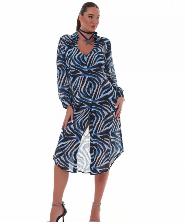 'SAFARI CHIC' PRINTED DRESS IN V-NECKLINE