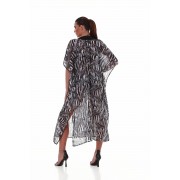'BLACK AND WHITE' PRINTED LONG KAFTAN IN V-NECKLINE