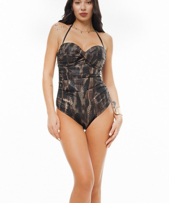 'CROCO EFFECT' STRAPLESS ONEPIECE SWIMSUIT IN CUP D