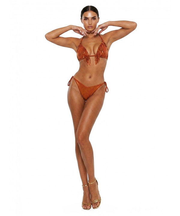 'REFLECTION' TRIANGLE BIKINI TOP WITH FRINGES