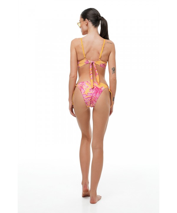 'SUN BLOCK' PRINTED PUSH-UP BIKINI TOP