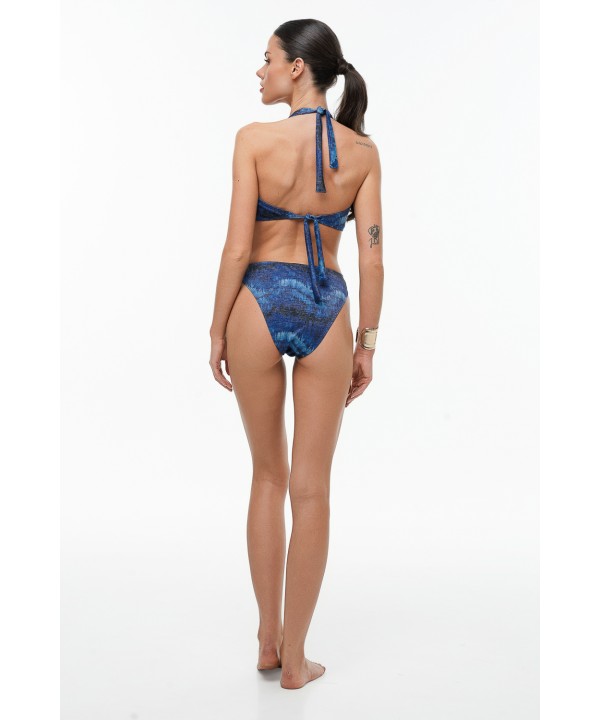 'OCEAN BLUE' PRINTED PUSH-UP BIKINI TOP