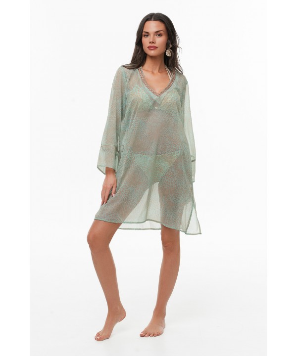 'WILD CAT' PRINTED MINI DRESS/KAFTAN
