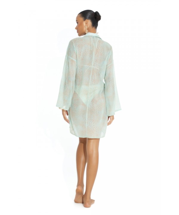 'WILD CAT' PRINTED MINI KIMONO IN V-NECKLINE