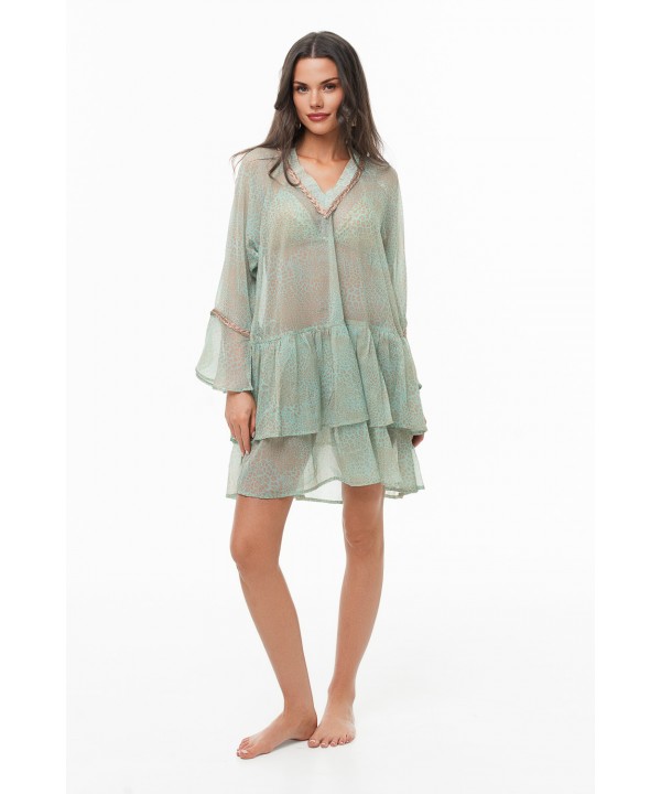 'WILD CAT' SEMI-SHEER DRESS WITH RUFFLES