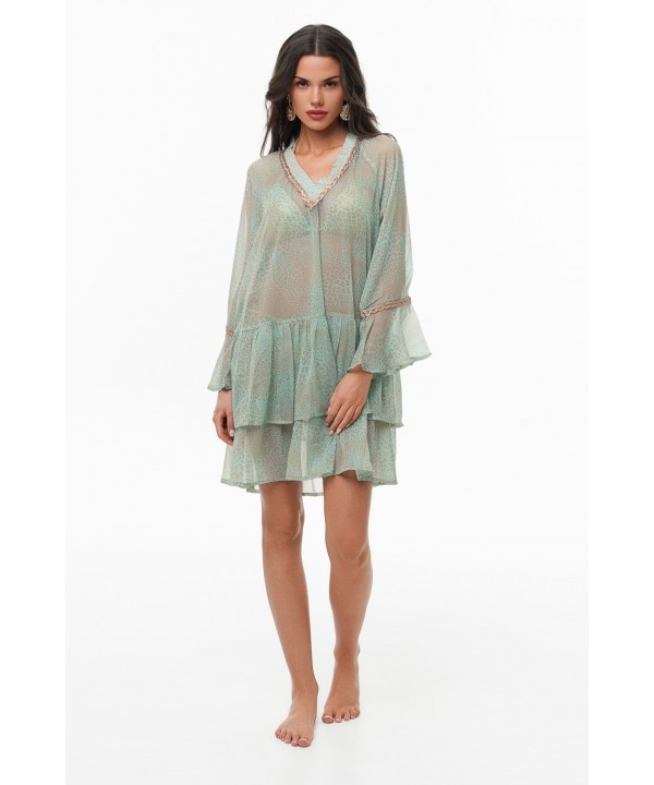 'WILD CAT' SEMI-SHEER DRESS WITH RUFFLES