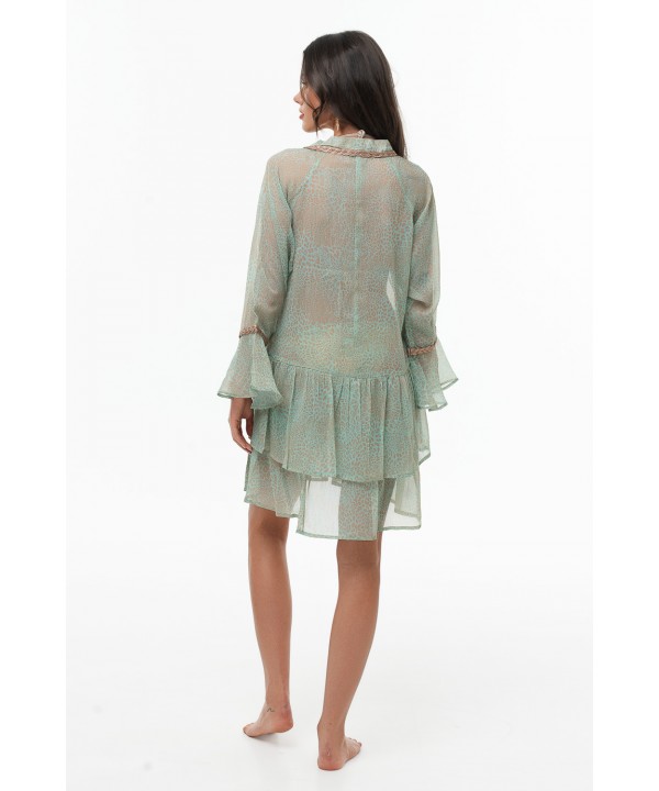 'WILD CAT' SEMI-SHEER DRESS WITH RUFFLES