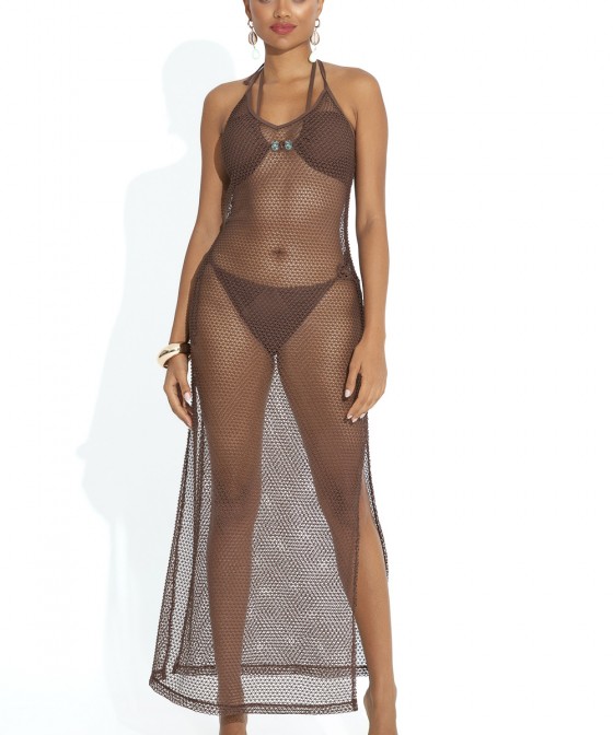 'CHOCO LOVERS' LONG CROCHET BEACH DRESS