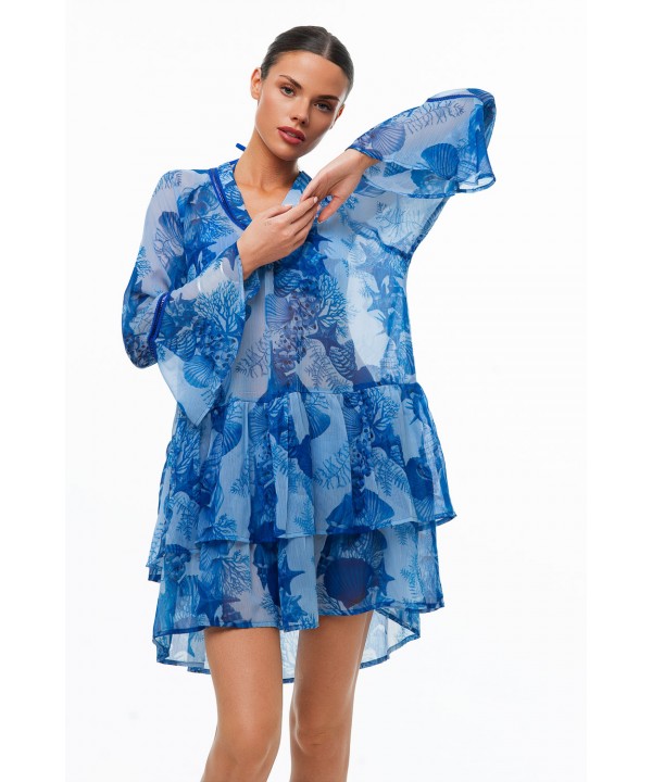 'SEA TREASURE' SEMI-SHEER RUFFLE DRESS