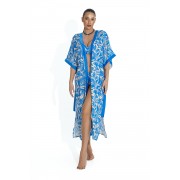 'TRUE BLUE' LONG PRINTED KIMONO