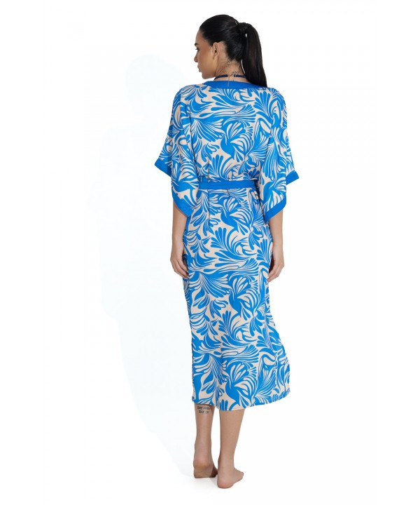 'TRUE BLUE' LONG PRINTED KIMONO