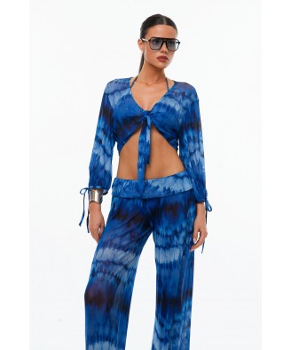 'OCEAN BLUE' ΗΜΙΔΙΑΦΑΝΟ CROP TOP ΜΕ ΔΕΣΙΜΟ ΜΠΡΟΣΤΑ